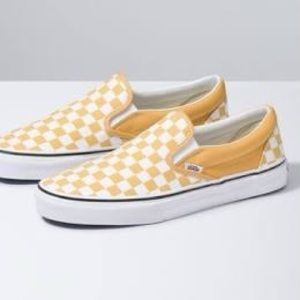 Vans Yellow Checkerboard Slip-On Shoes